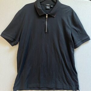 BOSS Men's Black 1/2 zip Cotton Polo Shirt Sz XXL